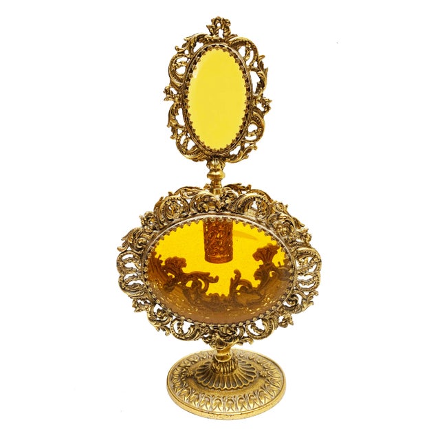 1960s Mid-Century Ormolu-Style Italian Vanity Set - 6 Pieces For Sale - Image 5 of 10