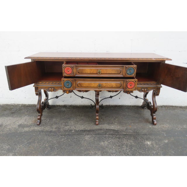Berkey & Gay Berkey and Gay Early 1900s Carved Long Sideboard Buffet Credenza Bathroom Vanity 5630 For Sale - Image 4 of 11