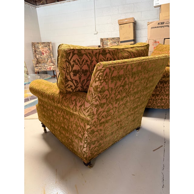 2000 - 2009 Pair of Scroll Arm Attributed to George Smith chairs For Sale - Image 5 of 11