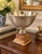 Silver-Tone Metal Pedestal Bowl on Carved Wood Base For Sale - Image 4 of 4