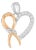 Two-Toned .925 Sterling Silver 1/5 cttw Round Cut Diamond Ribbon Heart Accent Pendant Necklace (H-I, I2-I3) For Sale