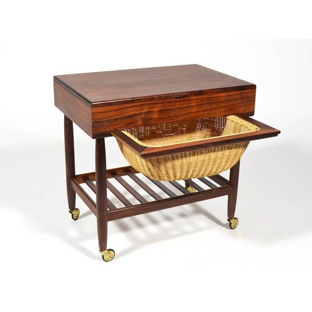 Rosewood Sewing Table or Cart by Ejvind Johansson For Sale In Chicago - Image 6 of 11