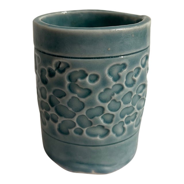 Small Blue Glazed Ceramic Planter For Sale