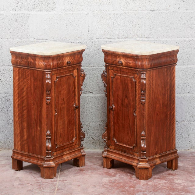 Antique Carved Bedside Tables, 1800s, Set of 2 For Sale - Image 11 of 13