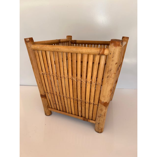 Vintage Split Reed Rattan & Bamboo Planter or Basket For Sale In Miami - Image 6 of 10