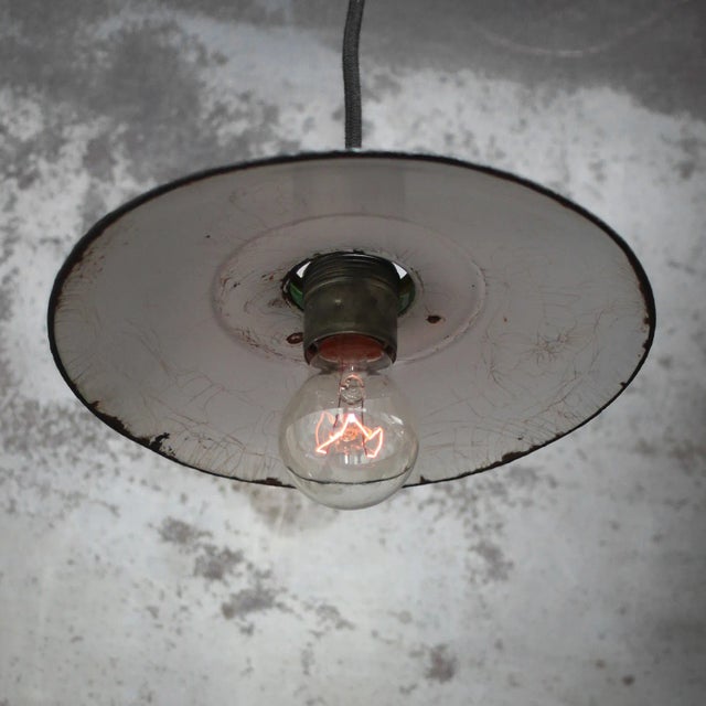 French Pendant Light in Green Enamel For Sale - Image 6 of 8