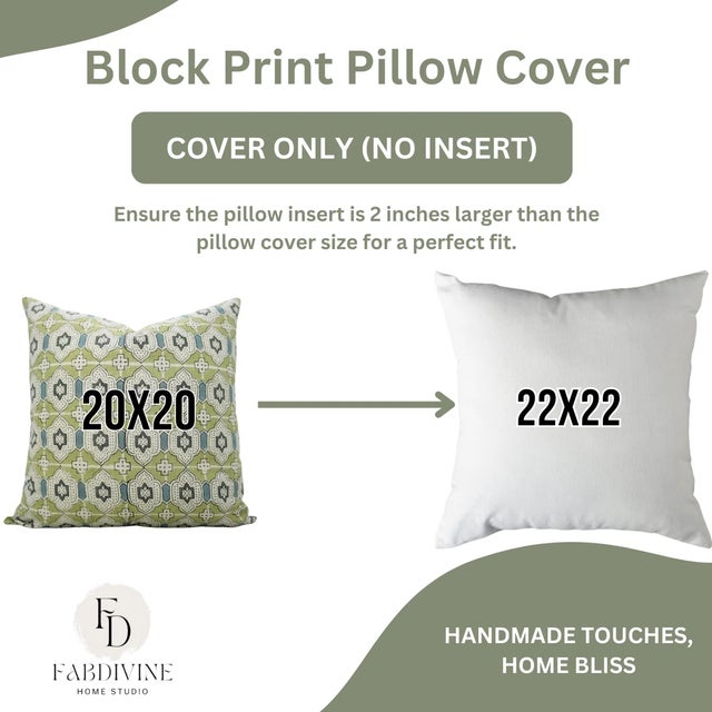 Not Yet Made - Made To Order Fabdivine Handmade Block Printed Cushion Cover 24x24 Inch Viscose Linen- Jharoka For Sale - Image 5 of 5