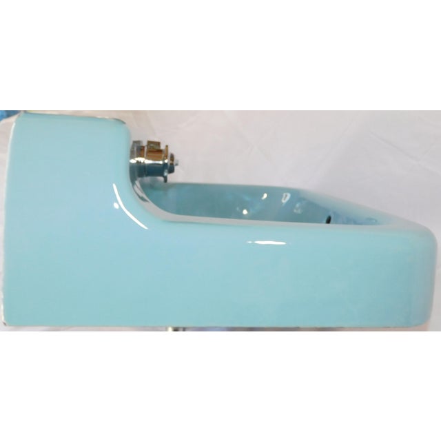 1973 Vintage "Standard" Clair De Lune Blue Cast Iron & Porcelain Wall-Mounted Sink For Sale - Image 11 of 18
