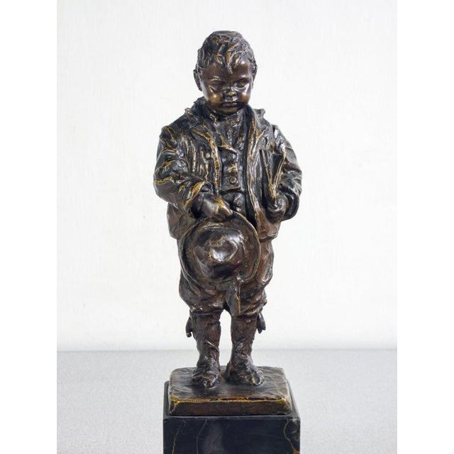 Bronze sculpture by vincenzo bentivegna child with book and hat origin italy period early 20th century author vincenzo...