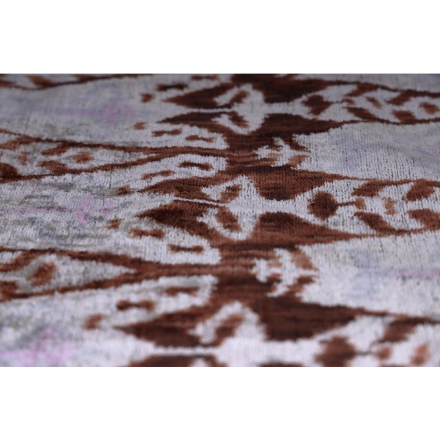 2020s The Rust & Icy Lilac Vertical Ikat Silk Velvet Pillow - 20" X 20" For Sale - Image 5 of 8