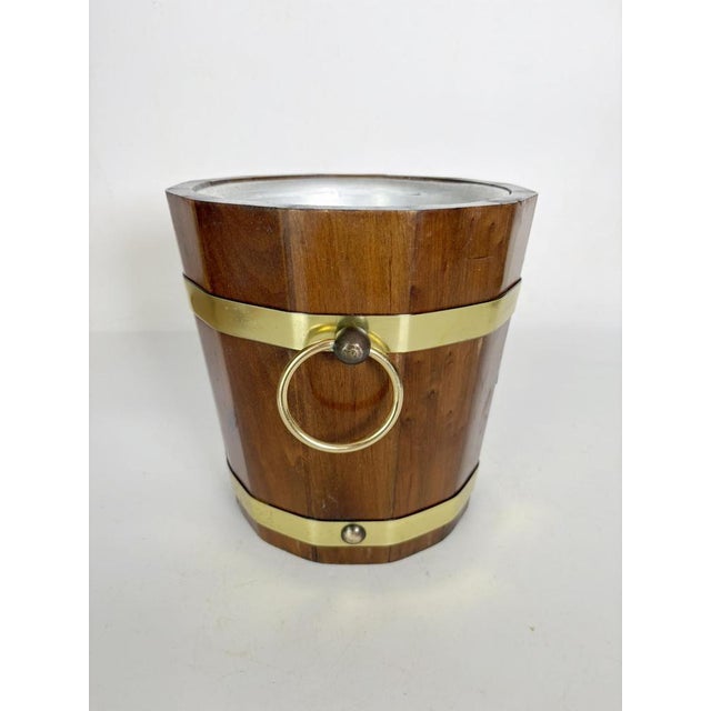 Wooden and Brass Ice Bucket, France, 1970s For Sale - Image 6 of 14