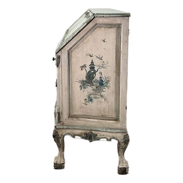 An exceptional French Louis XV–style secrétaire à abattant, richly hand-painted and decorated, bearing its original...