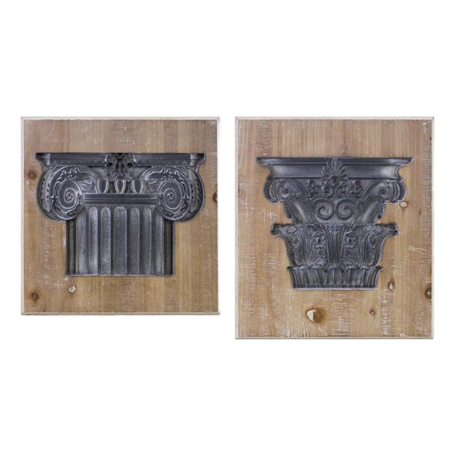 Vintage Pillar Design Wall Plaque (Set of 2) For Sale