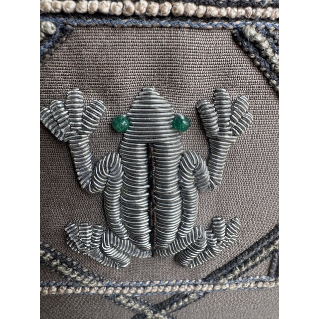 2000 - 2009 Vintage Embroidered Jean Francois Lesage Pillow With Frog, Paris For Sale - Image 5 of 10