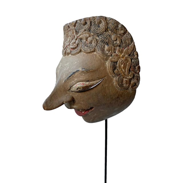 Javanese Hand-Crafted Wayang Topeng Theatre Mask, Indonesia C. 1900 For Sale - Image 4 of 4
