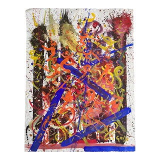 1970s Vintage Abstract Expressionist Colorful Painting Signed Hendrik Grise For Sale