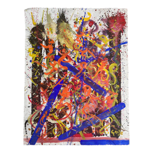 1970s Vintage Abstract Expressionist Colorful Painting Signed Hendrik Grise