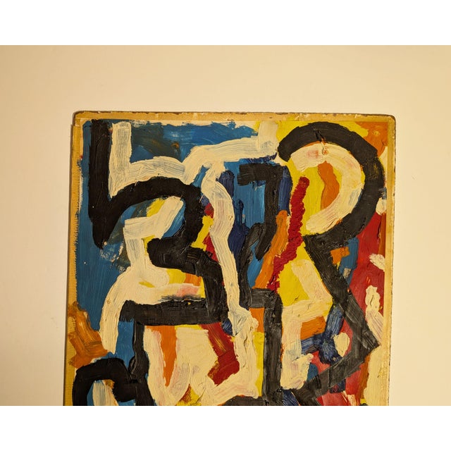 Abstract Vintage Double-Sided Painting, CoBrA-Style Abstraction & Mystical Figures 1950s For Sale - Image 3 of 6