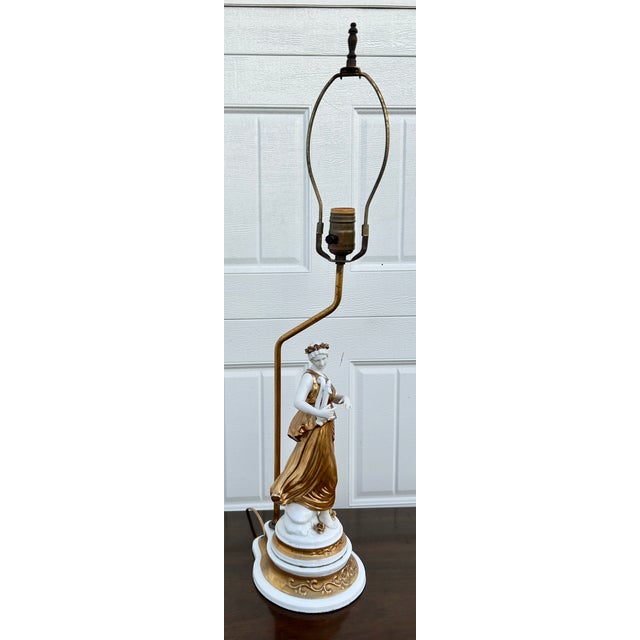 Vtg. White & Gold Neo-Classic Style Table Lamp For Sale - Image 10 of 13