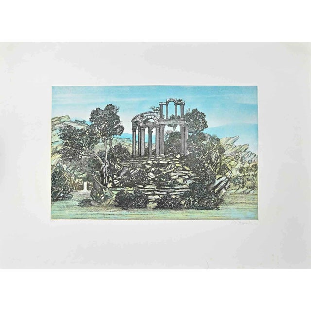 Mario Bonechi, Landscape, Original Etching, Late 20th Century For Sale