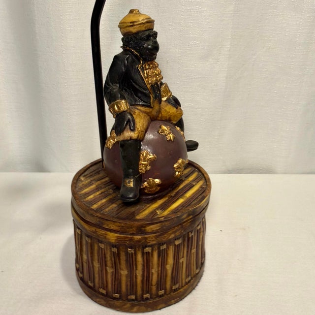 Vintage Maitland Smith Style Singerie Monkey Bellhop Table Lamp For Sale - Image 10 of 12