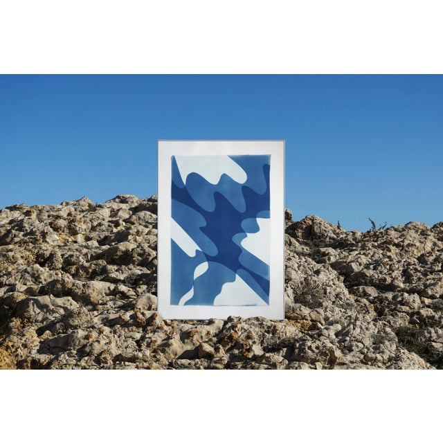 Paper 2021 "Shaky Shadows" Abstract Cyanotype on Watercolor Paper For Sale - Image 7 of 11