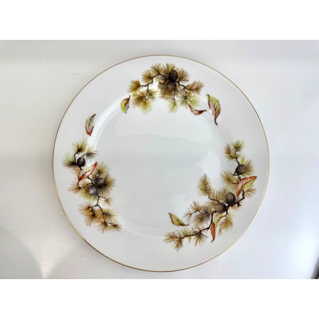 Rustic European Vintage Mid Century Kyoto China “Pines” Pattern Porcelain Plates – Japan, Set of 21 For Sale - Image 3 of 16