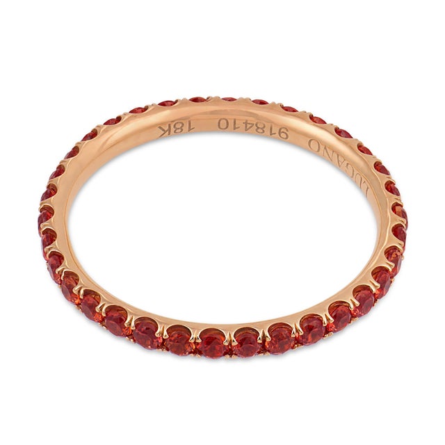 2020s Lugano Mandarin Garnet 18k Rose Gold Eternity Band, Size 5 For Sale - Image 5 of 5