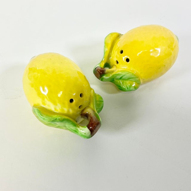 1970s Vintage Italian Mediterranean Hollywood Regency Lemon Salt & Pepper Shakers - A Pair For Sale - Image 14 of 15