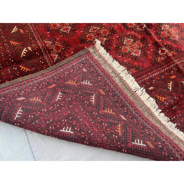 Vintage Afghan Turkoman Ersari Hand-Knotted Wool Rug For Sale - Image 10 of 11