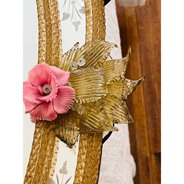 Gold Antique Venetian Rococo Etched Wall Mirror For Sale - Image 8 of 12