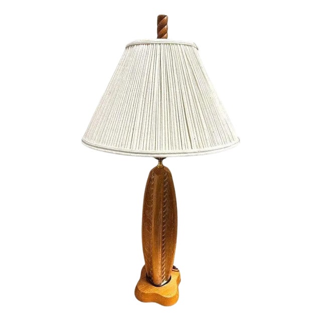 Mid 20th Century Mid-Century Hand Carved Maple Wood Heifetz Syle Abstract Table Lamp For Sale