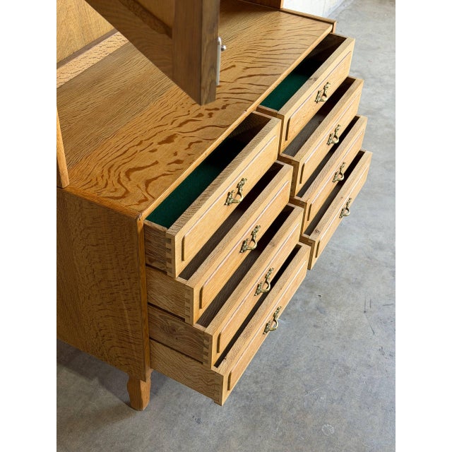 Vintage Danish Oak Hutch Cabinet in Style of Henning Kjærnulf Scandinavian Display Cabinet For Sale - Image 10 of 10