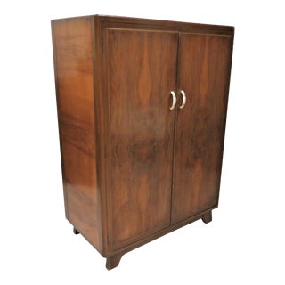 Mid Century English Wilkin Furniture Walnut Children's Wardrobe For Sale