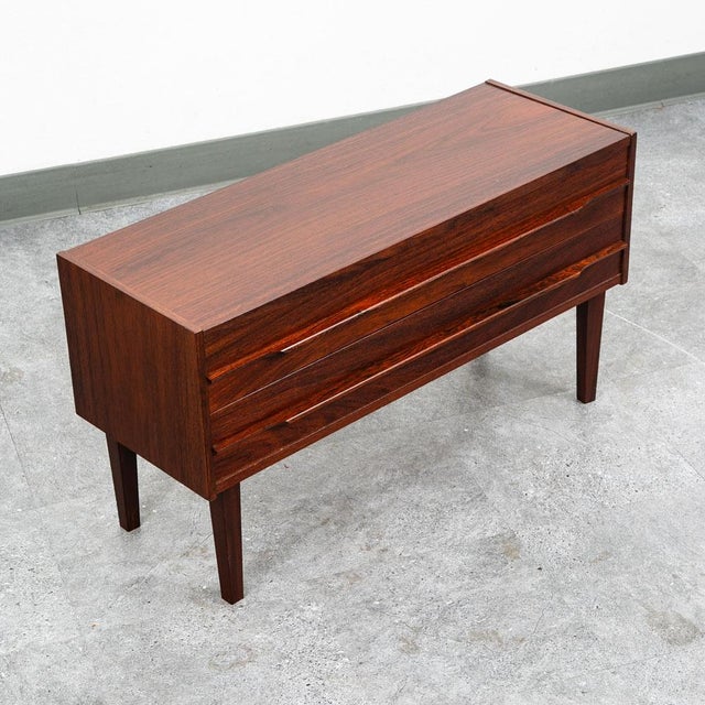 Classic rosewood 2 drawer side table / entryway chest now available . Clean and simple aesthetics + the high quality...