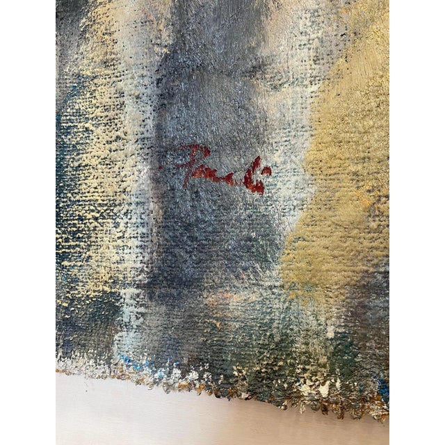 Oil on jute canvas with American wooden box. Total size with framing 115x85 cm This piece has an attribution mark, I am...