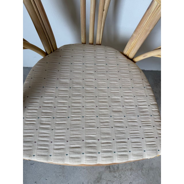 Vintage Boho Chic Coastal Rattan & Leather-Wrapped Dining Chairs – Set of 4 For Sale - Image 9 of 12