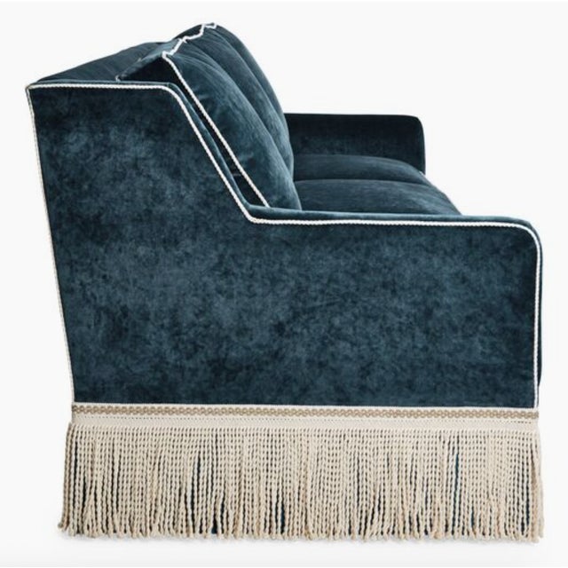 Hollywood Regency One Kings Lane Portsmouth Fringe 3-Seat Sofa, Velvet For Sale - Image 3 of 5