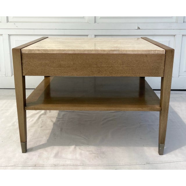 MCM American of Martinsville Travertine Topped Nightstand