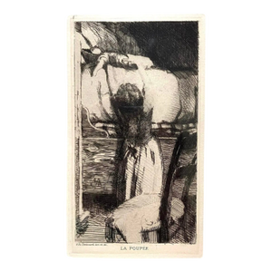 19th Century Etching "The Doll" by Paul-Albert Besnard (France) - Framed/Matted