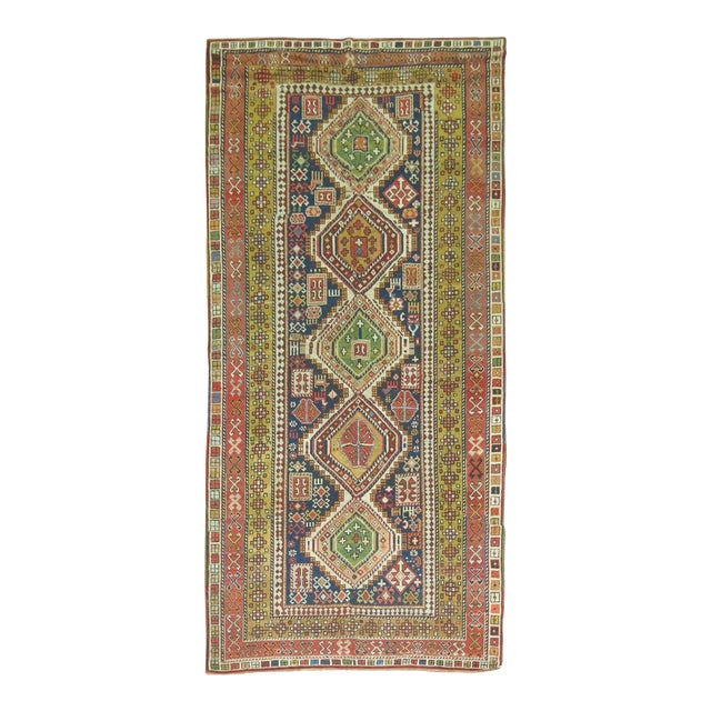 Early 20th Century Antique Zabihi Collection Caucasian Accent Size Shirvan Rug - 4'7" x 9' For Sale