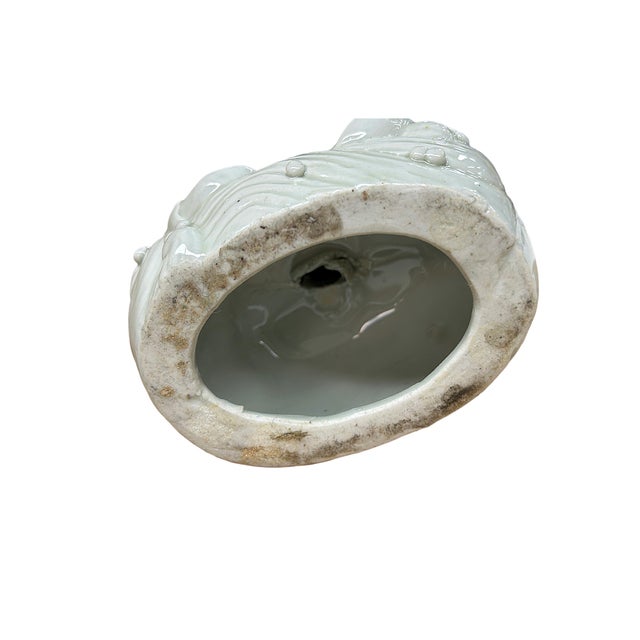 Ceramic Vintage Off White Porcelain Standing Bodhisattva GuanYin Music Vessel Statue For Sale - Image 7 of 7