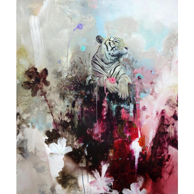Mount Fortitude, Abstract Realism, Tiger with Bright Colors, Layered Texture, 2021 For Sale - Image 7 of 7