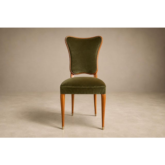 Mid-Century Modern Brazilian Modern Set of Eight Dining Chairs in Pau Marfim and Olive Green Mohair by Giuseppe Scapinelli, 1950s, Brazil For Sale - Image 3 of 18