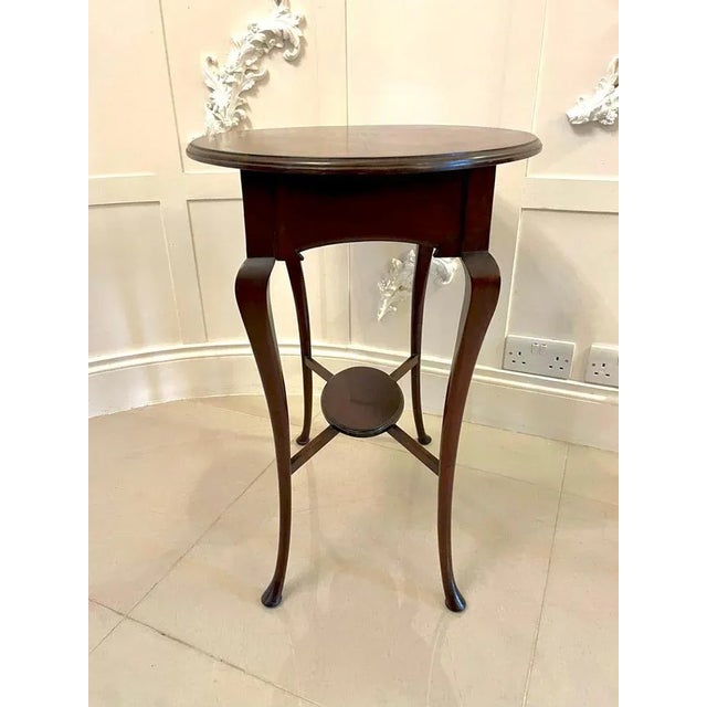 Antique Art Nouveau Inlaid Mahogany Oval Lamp Table For Sale - Image 4 of 12