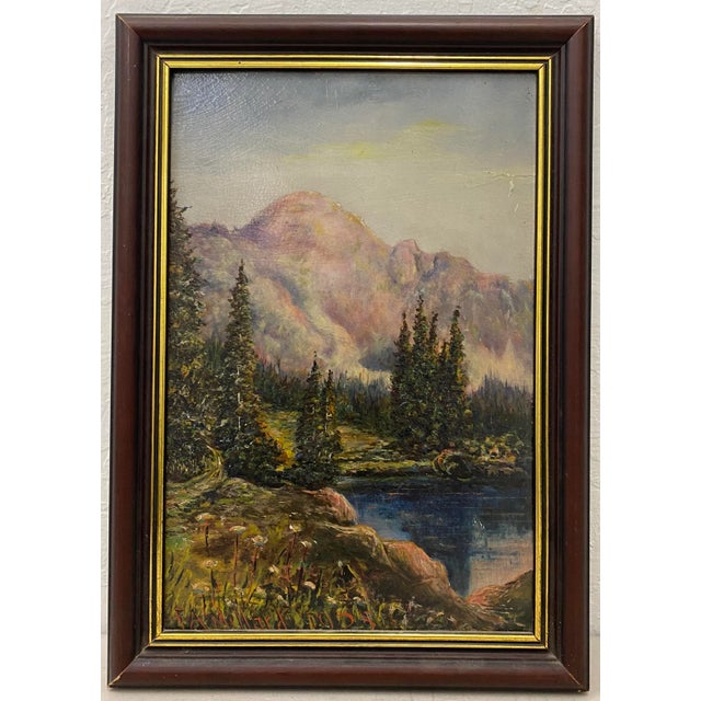 Vintage Oil Painting Luminous Mountain Landscape by f.a. Millard C.1925 For Sale - Image 11 of 11