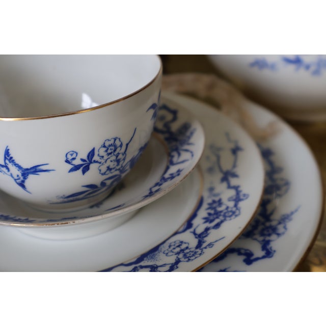 Antique Haviland Limoges Blue & White Gilt Dinnerware Service, 48 Pieces For Sale In Washington DC - Image 6 of 18