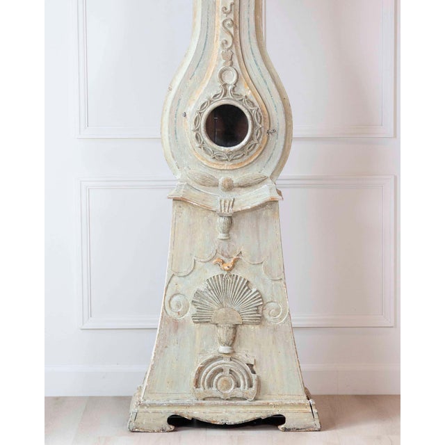 Antique Gustavian Longcase Clock, Hand-Carved Pine, Sweden, 1820 For Sale - Image 11 of 17