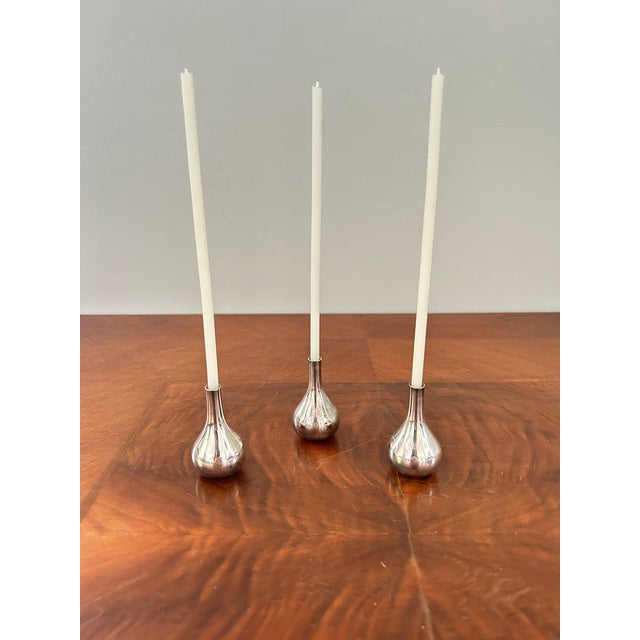 1960s Jens Quistgaard for Dansk Silver Onion Candleholders, Set of 3 For Sale - Image 10 of 10