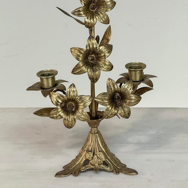 Pair Napoleon III Period Bronze Floral Candelabra For Sale - Image 10 of 13